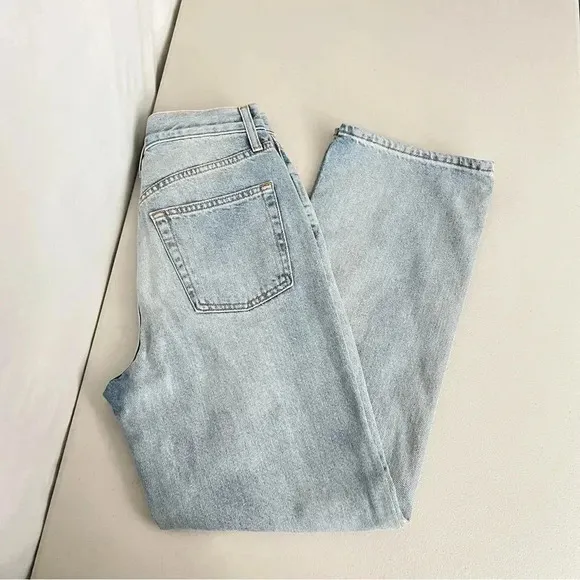 Topshop Asos Kort Petite Size 6/28 High Waist Wide Leg Light Blue Denim Jeans - Image 2