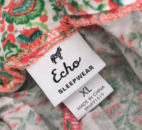 Echo Pajama Shorts Sleepwear Belted Floral Size XL - Image 6