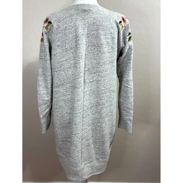 Abercrombie & Fitch Women’s Embroidered‎ Floral Sweatshirt Tunic Dress Boho Sz L - Image 3