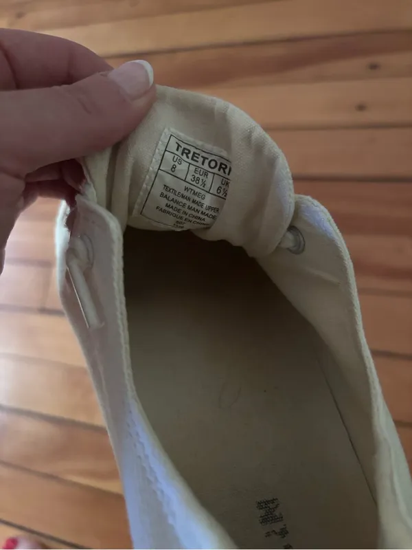 Tretorn White Canvas Sneakers Women’s Size 8 | Slip-On Lace-Up Casual Shoes - Image 6