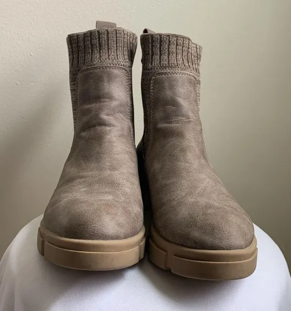 Blowfish Moor Lug Sole Leather Boot (Sz 8.5) Sea Mushroom Prospector/Tech Knit - Image 7