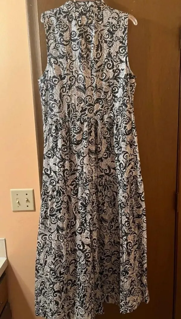 NWT Maeve Marya Tiered Midi Dress in Black Botanical Print - Image 7