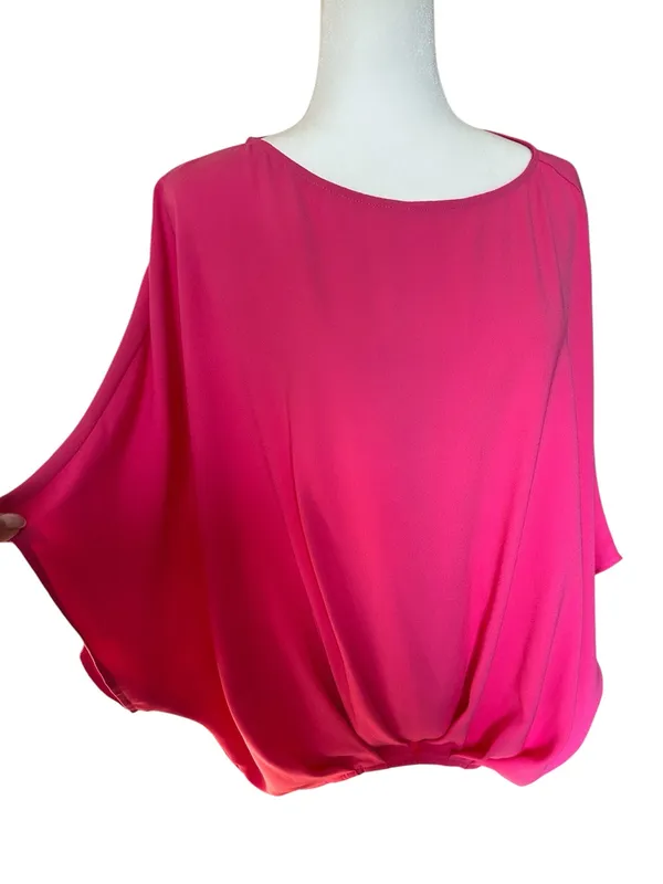 Trina Turk Coraline Hot Pink Barbiecore Blouson Sleeve Tunic Top M - Image 2