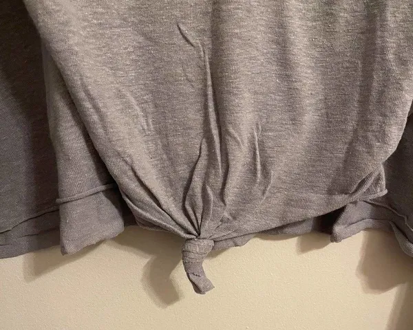 Aerie Gray Breezy Linen Distressed Henley T-Shirt Size XXL - Image 4