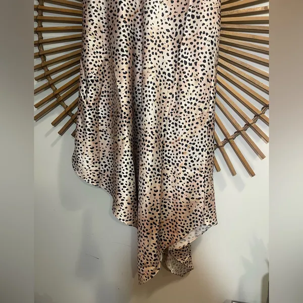 Petal and Pup Women’s Asymmetrical Satin Cheetah Print Midi Skirt Glam Flowy - Image 8