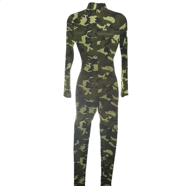 Spirit Halloween Leg Avenue Camo Jumpsuit Catsuit Womens Small 4-6 Army Costume - Image 3