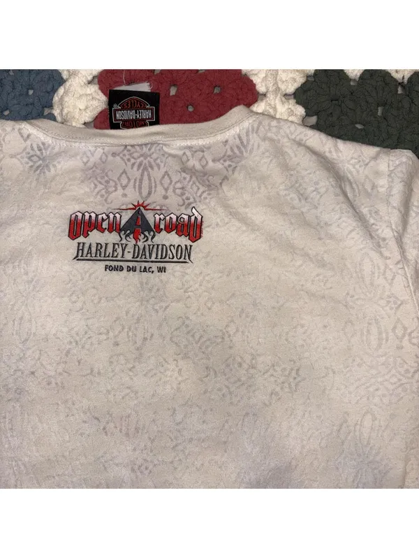 Vintage Y2K Harley-Davidson Floral “Live to Ride” Woman’s Medium Open Road Tee - Image 4