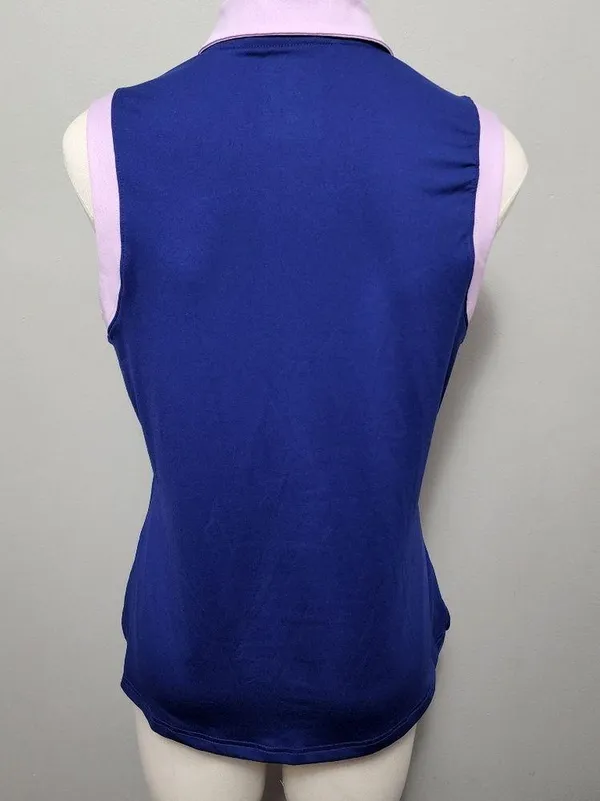 Adidas Golf blue/lilac sleeveless polo size medium - Image 4