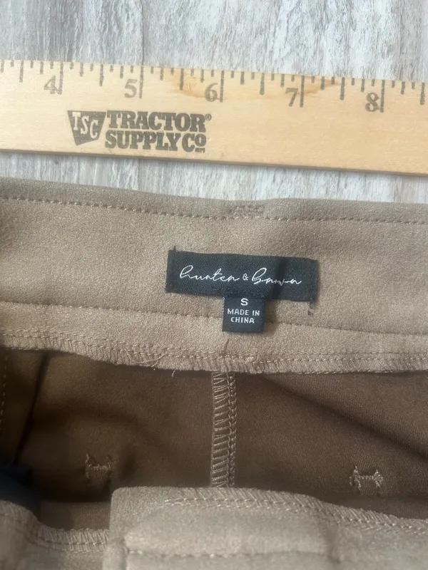 Women’s Hunter And Brown Faux Suede Brown Cargo Pants With Snakeskin Cuff Size S - Image 3