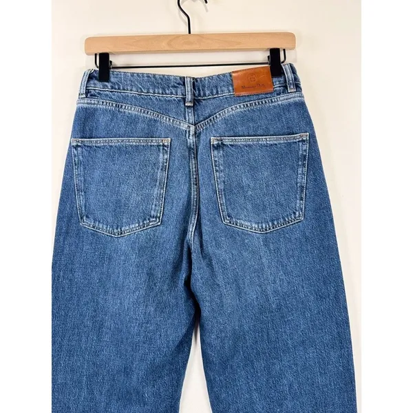 Massimo Dutti Womens Jeans Blue Denim Relaxed Fit Tapered High Rise Y2K Size 6 - Image 10