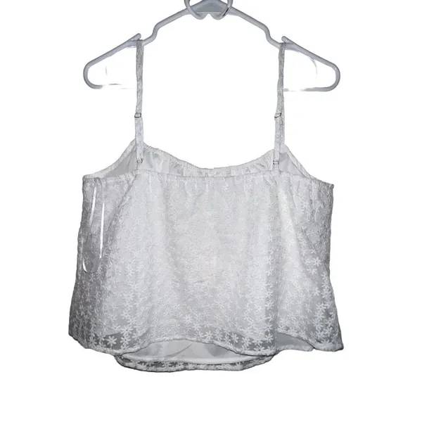Heatherly‎ Tamar White Floral Embroidered Lace Cropped Cami Tank Top Women Large - Image 3
