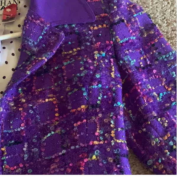 Vintage More Dash Than Cash Bouclé Purple Cropped Jacket - Image 5