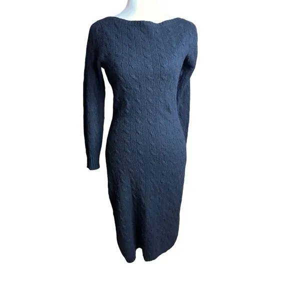 Ralph Lauren Black Label Cashmere Cable-Knit Sweater Dress Size M - Image 10