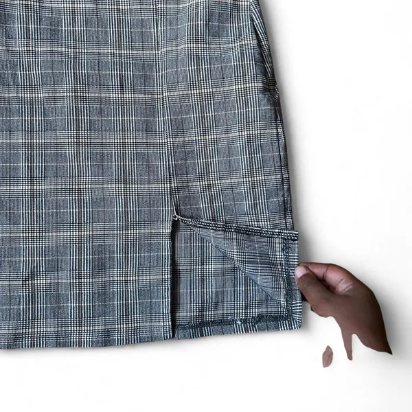 Plaid Mini Dress Gray Black Spaghetti Strap Y2K Twee Prep School Office Siren - Image 4