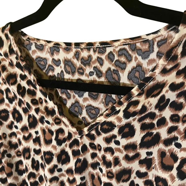 Cheetah Animal Print V-Neck Elastic Waist Mini Dress Medium Mob Wife Whimsygoth - Image 8