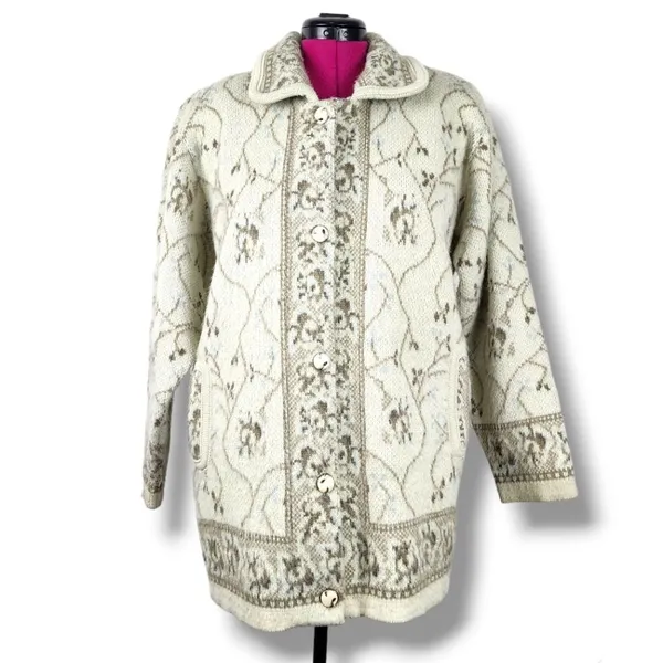 Vintage Cardigan Indutexsa Floral Knit Coastal Grandma Sweater - Image 4
