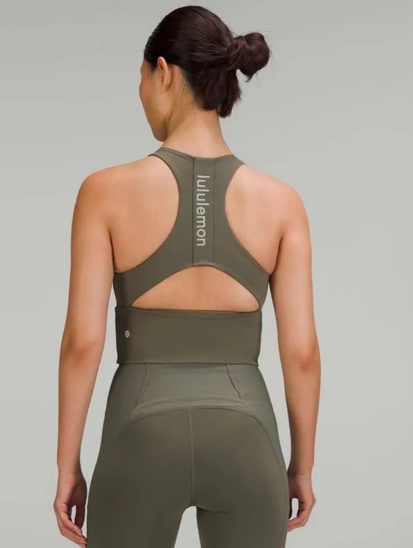 Lululemon Logo Elastic Everlux Shelf Tank Top Army Green / White Opal 8 - Image 6