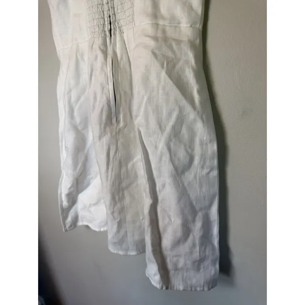 Reformation White Linen Mini Dress Sweetheart Neckline Smocked Back Sz 0 NWT - Image 16