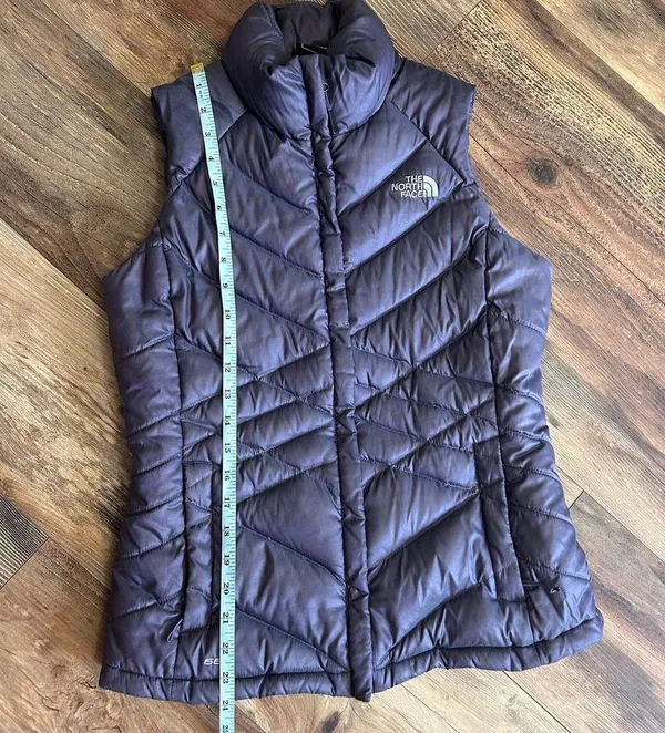 North Face 550 Puffer Vest Goose Down Metallic Purple Women's Small Nylon Zip - Image 5