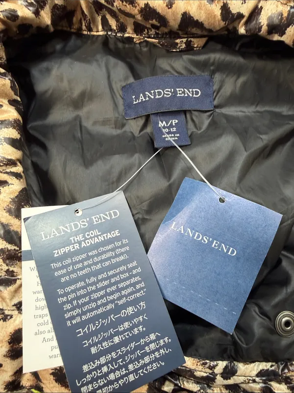 Lands' End NWT Leopard Print Down Filed Lightweight Packable Puffer Jacket - Image 7
