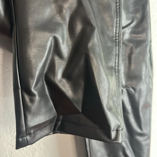 Abercrombie & Fitch Black Vegan Leather 90s Straight Pants Curve Love High Rise - Image 4
