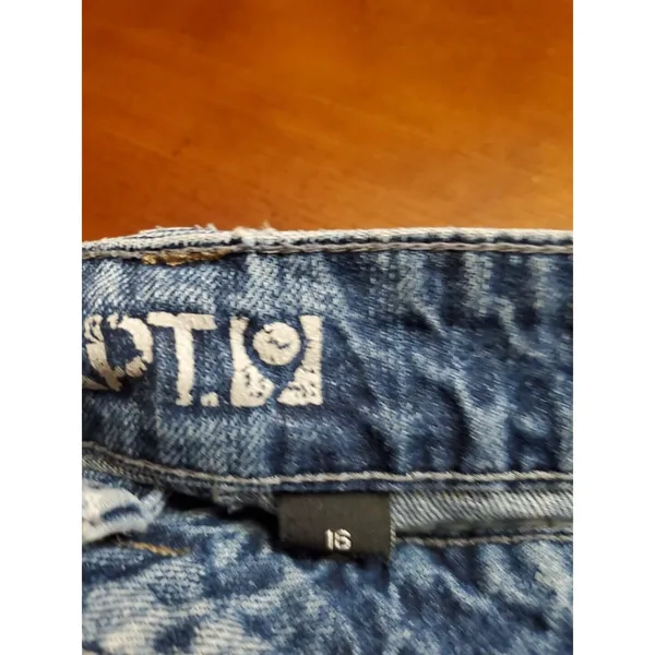 APT 9 Kohls Distressed Blue Jean Mini Skirt Denim Raw Edges Size 16 - Image 8