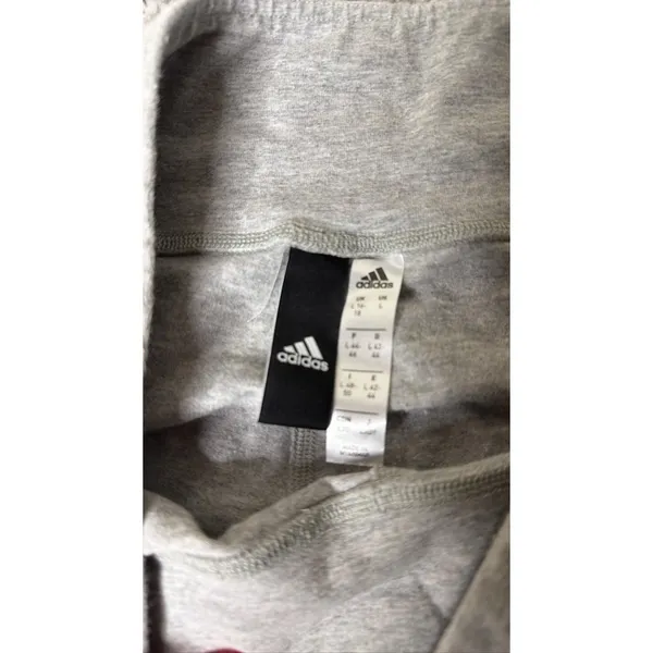 Adidas Womens Large Grey Crop Leggings Side Stripe Logo Capri Pants - Image 2