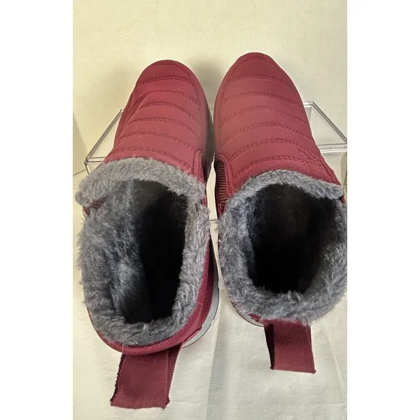 Women’s Waterproof Burgundy Plush Fur Lined Ankle Boots Outdoor Shoes EU Size 42 - Image 5