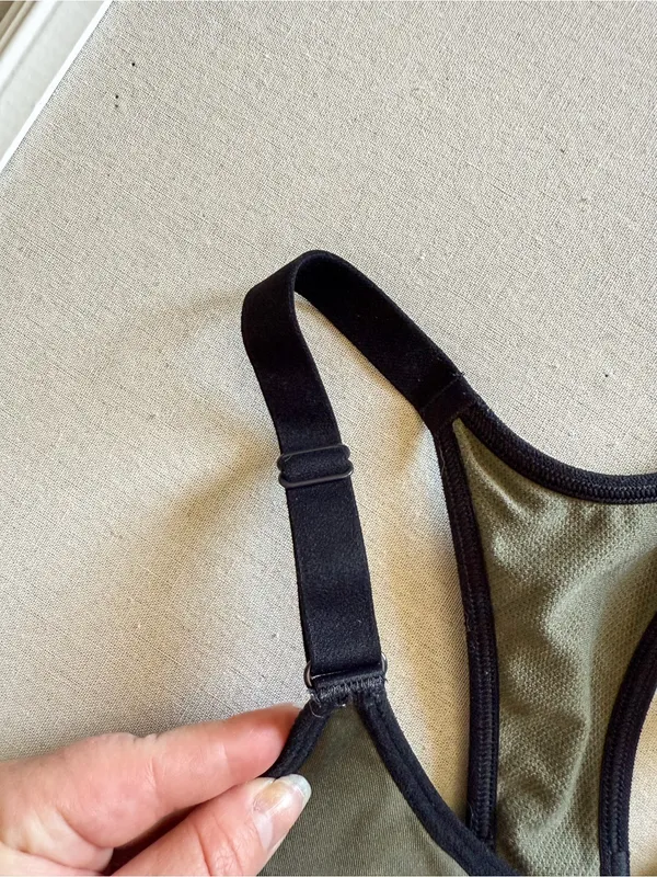 All in Motion Olive Green Racerback Sports Bra with Black Trim Size Small - Image 4