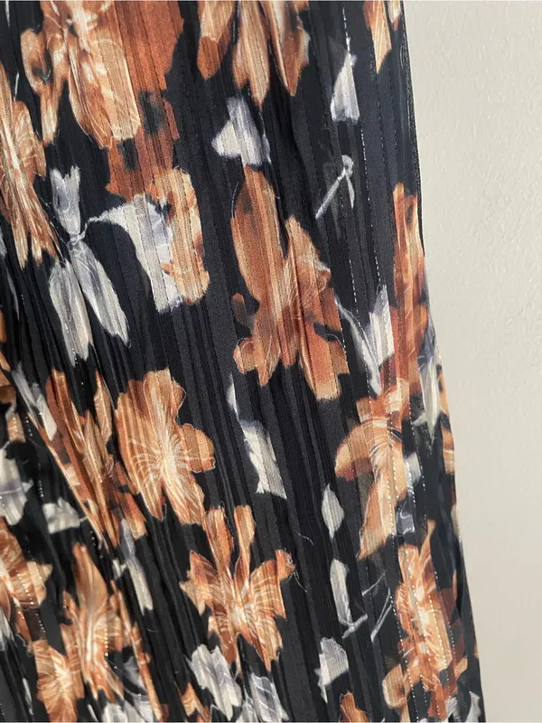 Lulus Gardena Black Floral Pleated Cross-Front Halter Midi Dress - Image 12