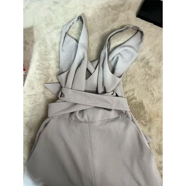Wilfred Women's Sleeveless Jumpsuit Size 8 Gray V-Neck Waist Tie Casual - Image 13