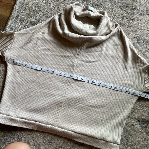 Free People Beach Relaxed Fit Mock Neck Long Sleeve Ribbed Knit Top Medium - Image 5