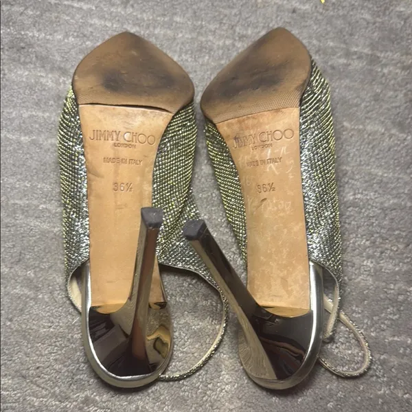 Jimmy Choo Gold Slingback Heels - Image 8