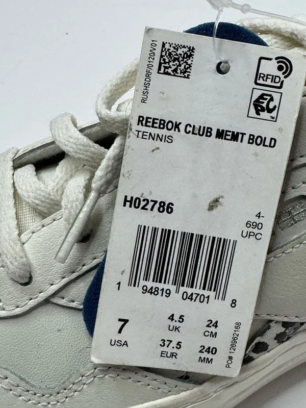 Reebok Club Memt Bold White Leather Sneakers Women's Size 7 - Image 8