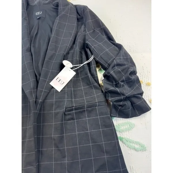 BBJ Los Angeles Women's Black Grid Pattern Blazer XL‎ - Image 3