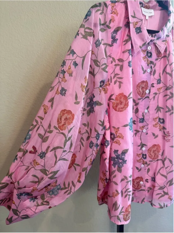 Entro Floral Print Blouse in Pink Size XL - Image 4