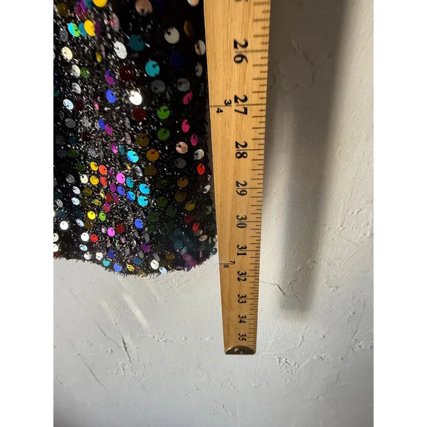 Bear Dance NWT Sparkly Sequin Mini Dress Spaghetti‎ Straps Blk Rainbow Party Clubwear Disco - Image 10