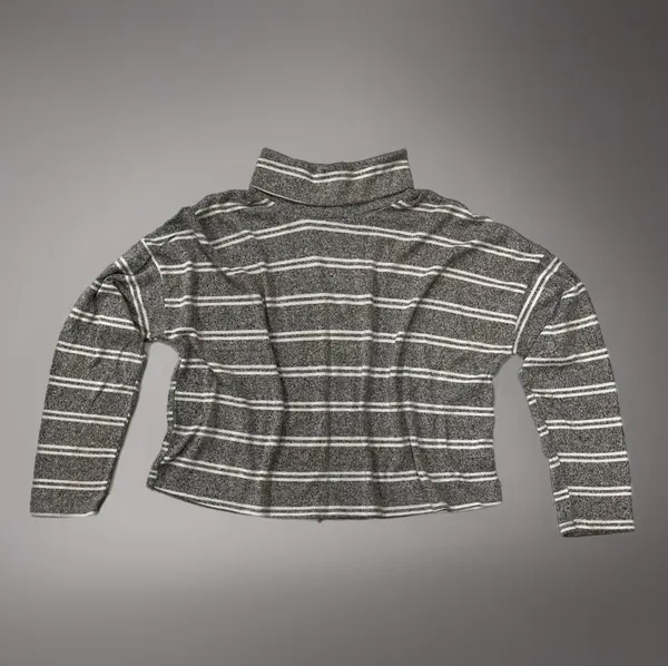 🌬️ Caution To The Wind Gray w/ White Stripes Turtleneck Top - Image 3
