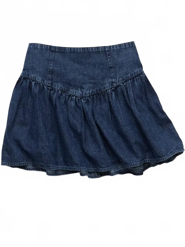 AE High-Waisted Dipped-Waist Mini Skirt American Eagle NWT Dark Wash XL - Image 3