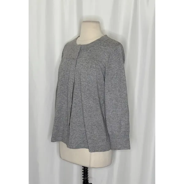 AQUA Silk Cashmere Cardigan Sweater Snap Front 3/4 Sleeve Knitwear Large - Image 5