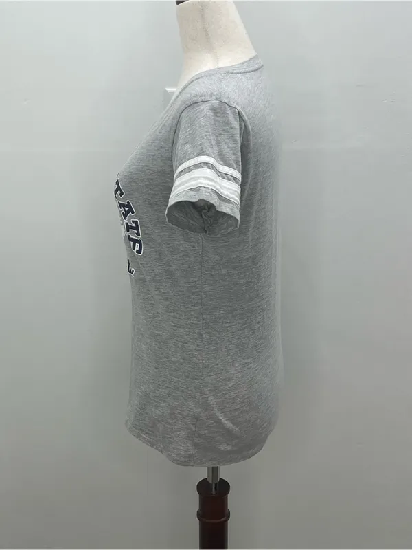 Champion Kansas State Wildcats Women’s Gray Striped Sleeve V-Neck T-Shirt Small - Image 3