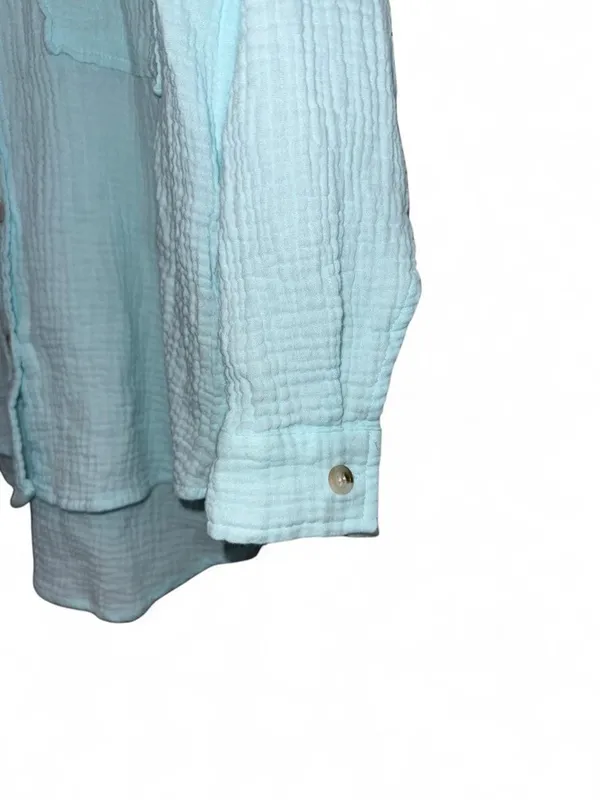 ACOA Oversized Gauze Boyfriend Shirt Blue - Image 4