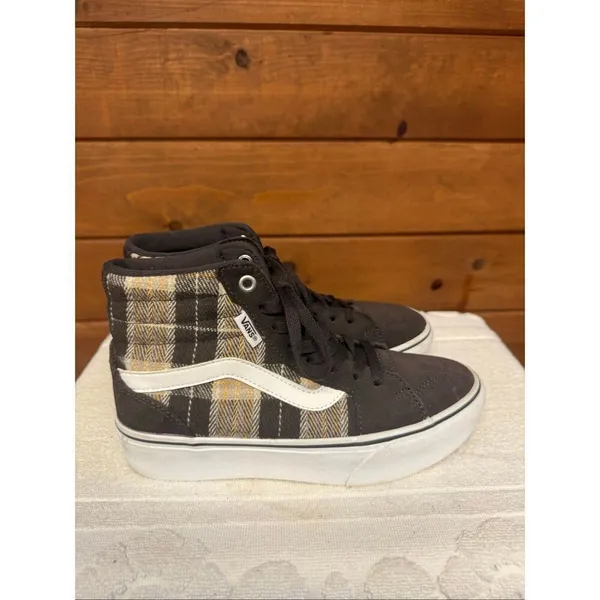 Vans Womans Filmore Hi Platform high-top sneakers brown plaid mix Sz 6.5 - Image 2