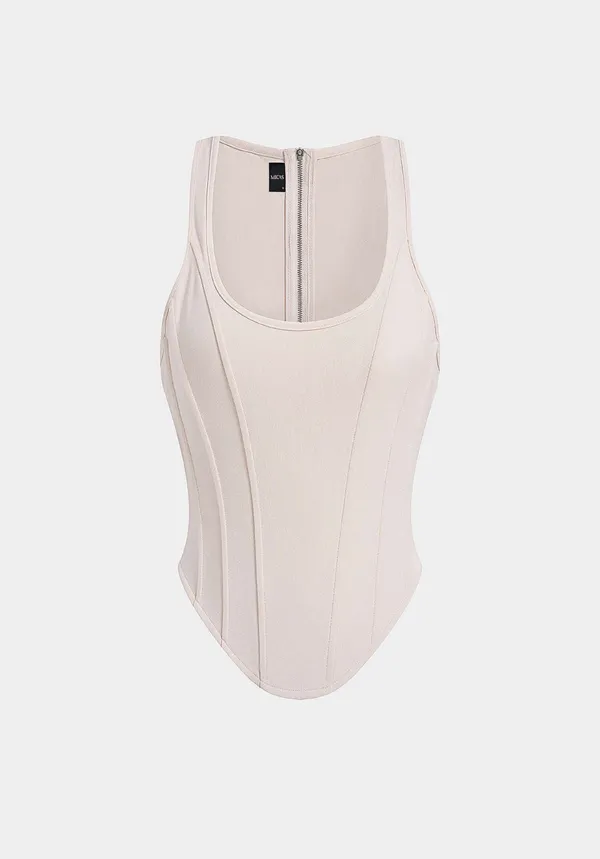 MICAS Black Zipper tie up corset waist tank top (NWT) - Image 2