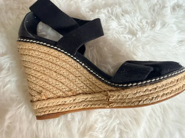 Tory Burch Adonis Elastic High Wedge Espadrilles in Black - Image 3
