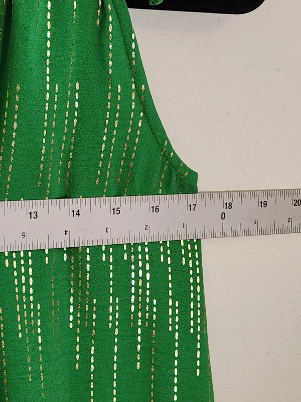 Signature by Robbie Bee Sleeveless Green and Gold Ruffle Mini Dress Size Small - Image 6