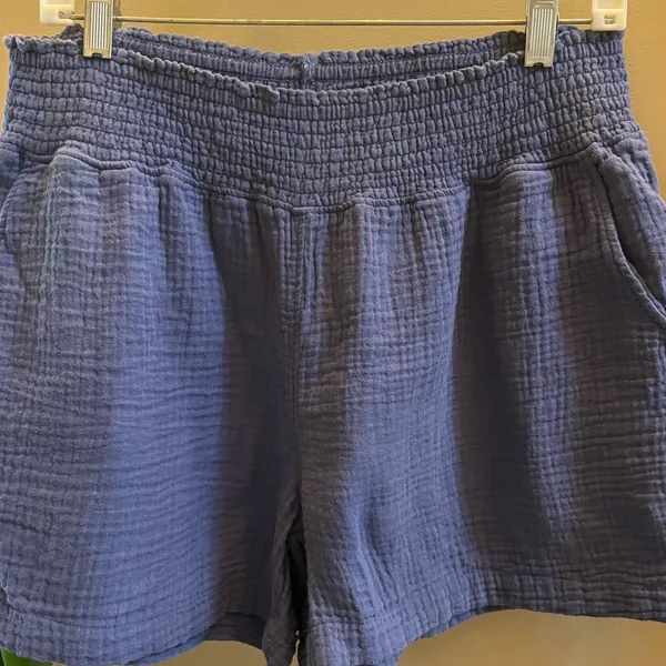 So very Comfy Blue Gauzy 100% Cotton Stretchy Shorts Womens Large - Image 7