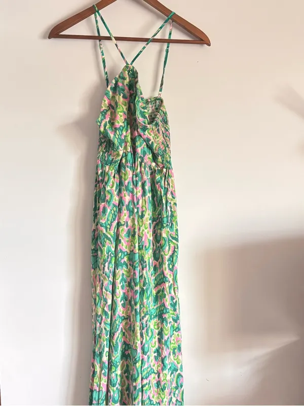 Cupshe Green Pink Abstract Beach Strappy Keyhole Summer Maxi Dress - Image 9