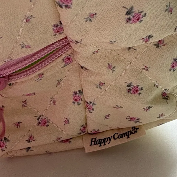 Charming Floral Quilted Cosmetic Bag - Cream - Image 4