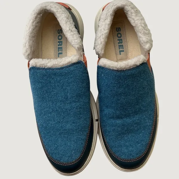 Sorel Explorer Blitz Drift Low Blue Felt Shearling Slip On Shoes LL4923-430 10 - Image 6